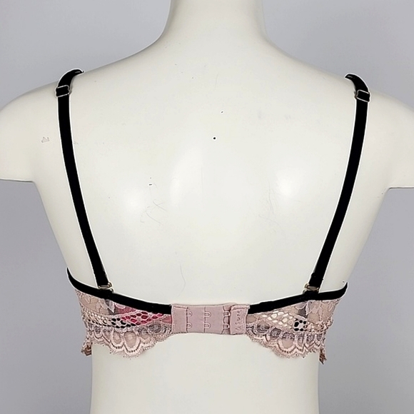 ⭐️2/ $40⭐️ La SENZA So Free Underwire Light Pink Lace Black Trim Padded Sz 34B - Picture 5 of 15
